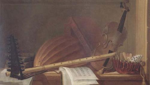 HUILLIOT, Pierre Nicolas Still Life of Musical Instruments (mk14) Germany oil painting art